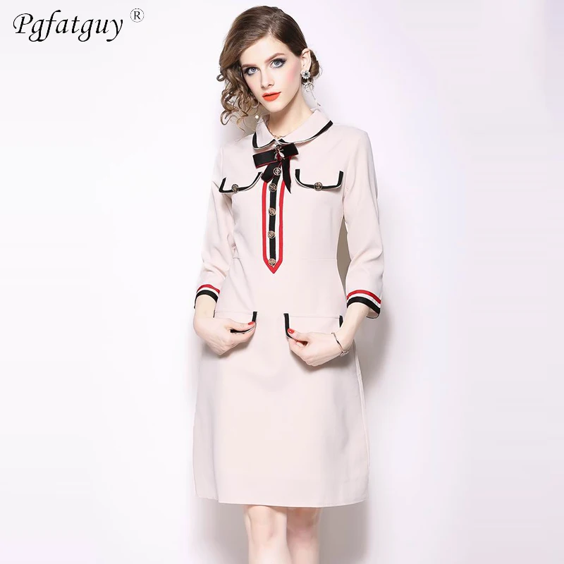 2019 элегантные весенние Новое поступление галстук-бант платье миди для женщин