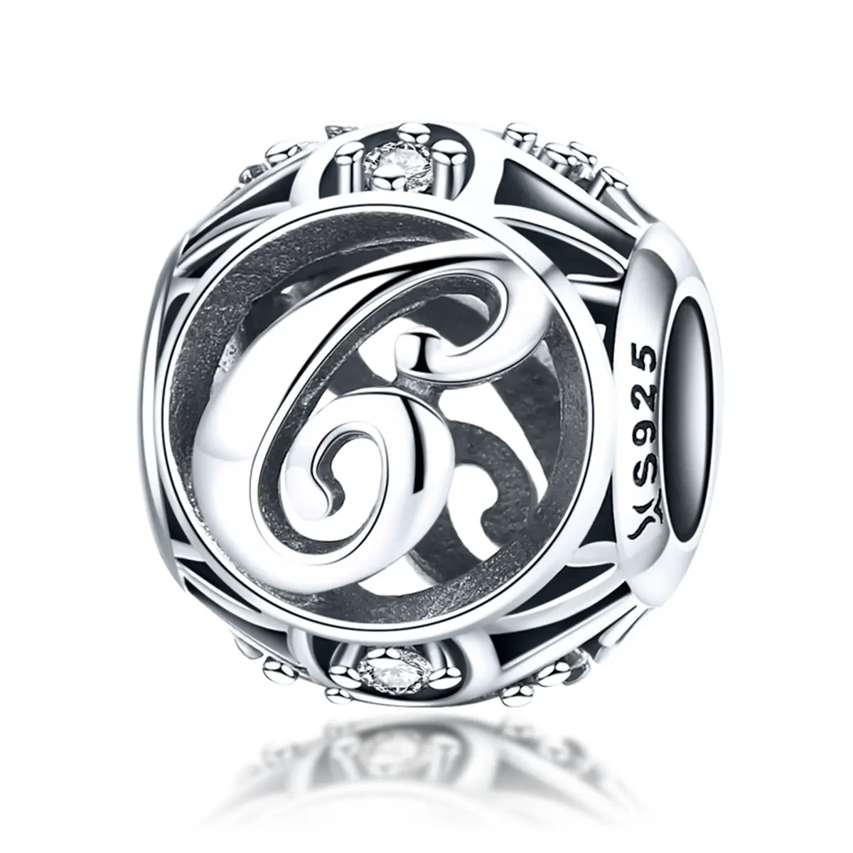 Fit Pandora браслет стерлингового серебра 925 полые 26 Английских Букв шармы; аксессуары DIY бусины для изготовления бижутерии - Цвет: C