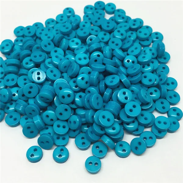 Turquoise 250 шт 20 цветов мини 6 мм круглые полимерные кнопки для кукол мягкие игрушки одежда 2 отверстия Швейные аксессуары украшения для скрапбукинга - Цвет: Turquoise