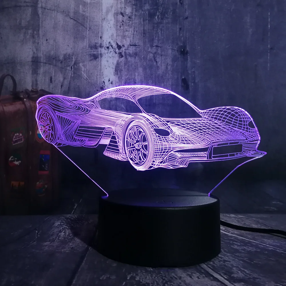 

Современная светодиодная настольная лампа Feerrari, 3D ночник с сенсорным управлением, 7 цветов, украшение для дома, вечеринки, лампы "с днем рожд...