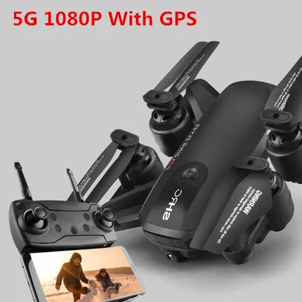 Black with GPS 1080P Профессиональный Дрон gps 1080P HD камера 5G Follow me wifi FPV RC Квадрокоптер складной селфи видео высота удержания авто возврат - Цвет: Black with GPS 1080P