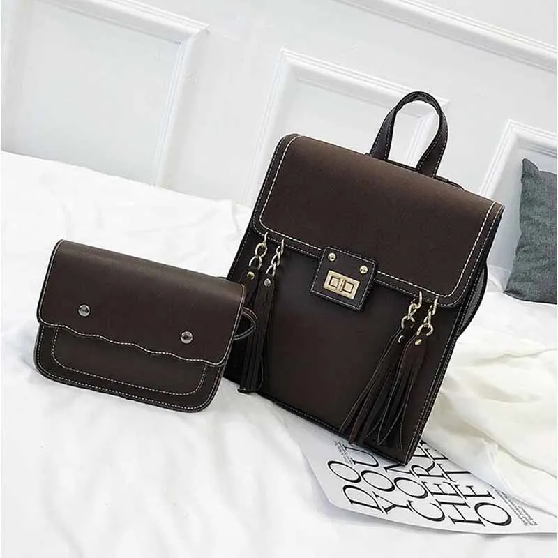 

Simple Style Backpack Women Leather Backpacks For Teenage Girls School Bags Fashion Vintage Solid Black Shoulder Bag Youth
