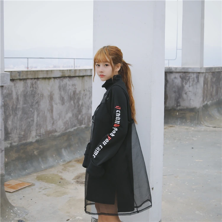 2017 New Arrival Autumn Women Fashion two-piece suit for The skirt with shoulder-straps + hoodie White and Black Color | Женская одежда