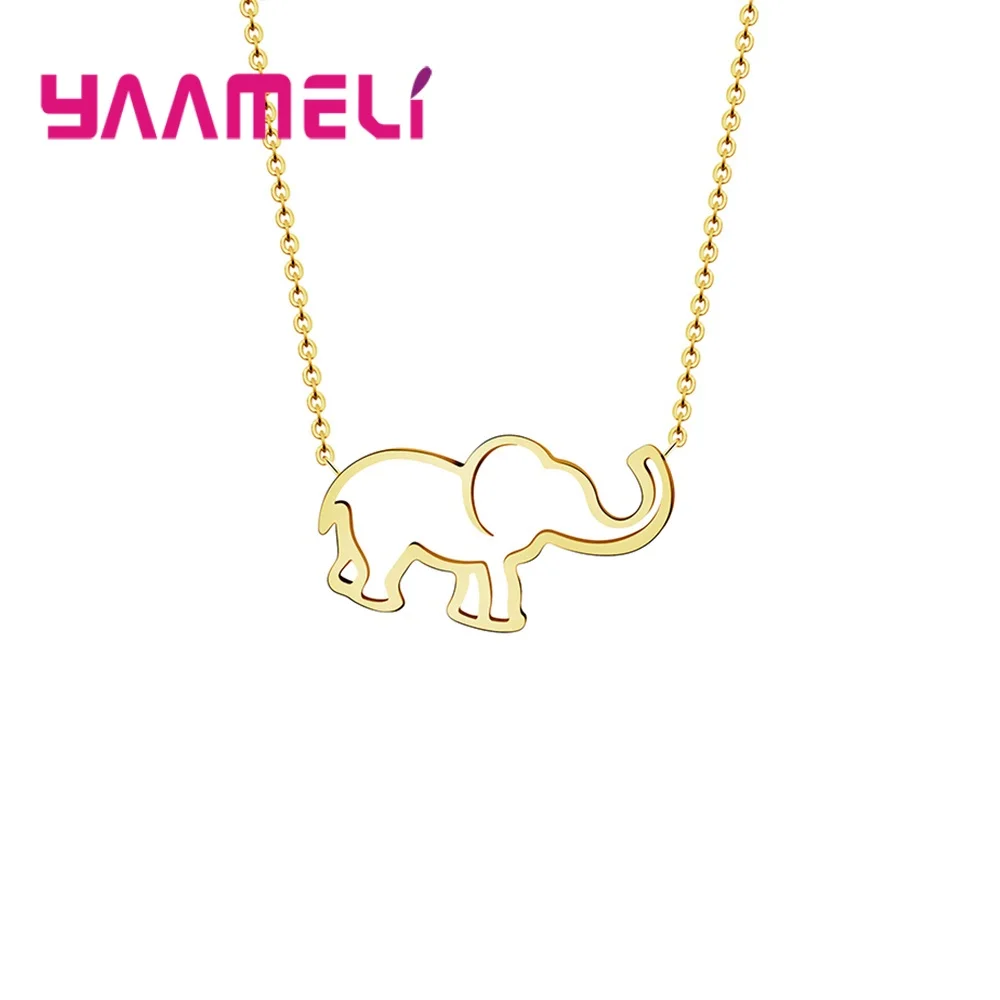 

New Fashion Cute Elephant Pendant Necklace for Women Holiday Gifts Lovely Silver Gold Color Animal Design Jewelry Big Sale