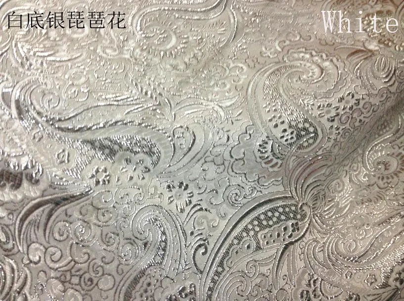 Жаккардовая парча костюм hanfu вечернее платье Cheongsam детская одежда cos Дамасская Ткань Тканые mdash Pipa цветок серии 10 - Цвет: White