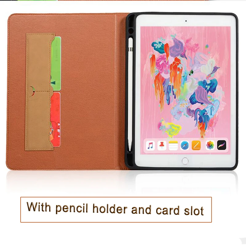 Чехол для iPad 9 7 2018 2017 PU кожаный чехол 6 го поколения с держателем карандаша и