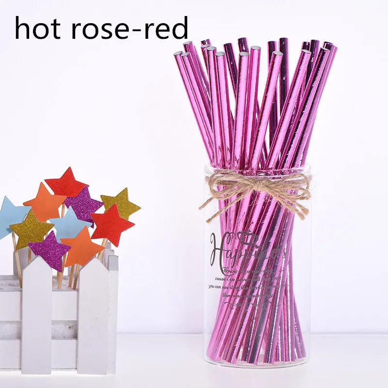 hot rosered 25 шт. креативные топперы для торта Фламинго бумажная соломинка для питья для детского душа мальчишник вечерние украшения для вечеринки сделанные своими руками - Цвет: hot rosered