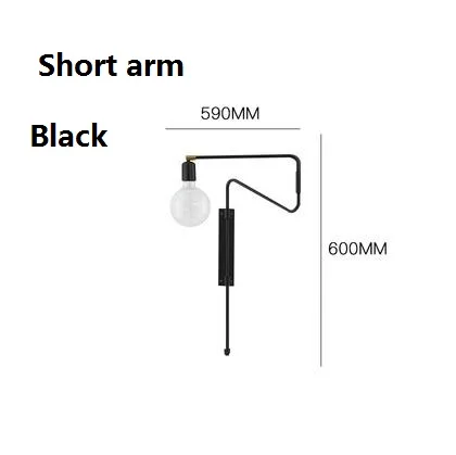 Short Arm Black Скандинавский Датский дизайн длинный стержень Рокер настенный светильник Гостиная Спальня прикроватная дизайнерская модель комнаты spiegel lampen Ретро стиль - Цвет абажура: Short Arm Black