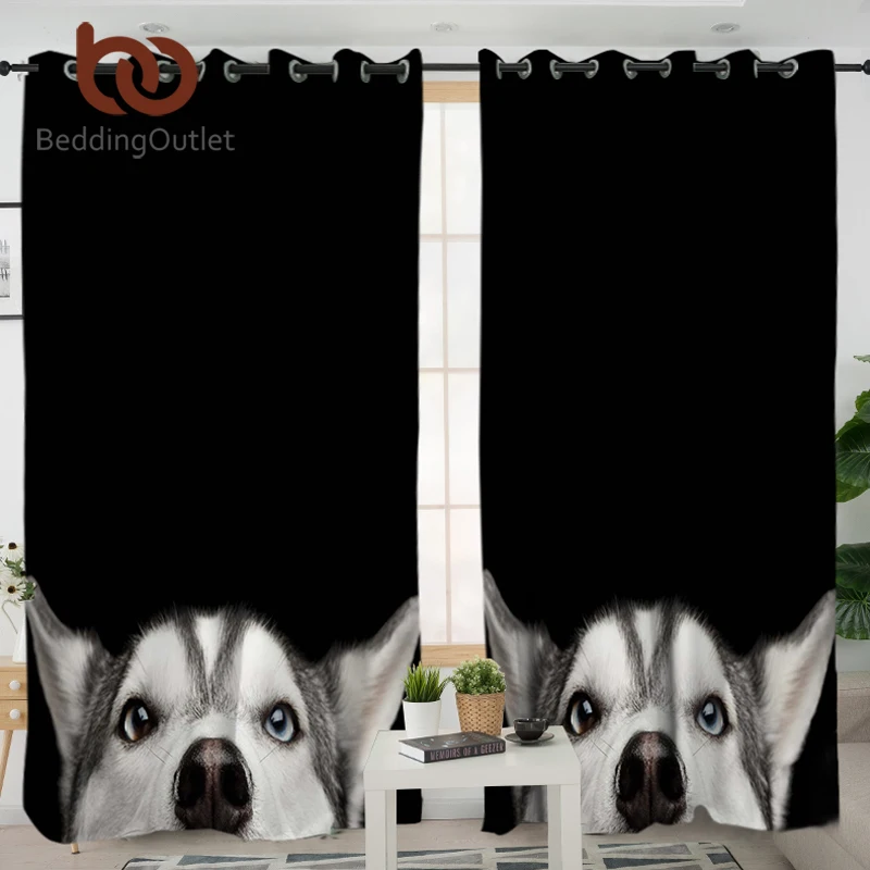 Постельные принадлежности, Outlet Husky, Детская Штора для спальни, 3D принт, затемненные оконные занавески, s, собака, черные, животные, занавески, 132x213 см, 1 шт., для детей