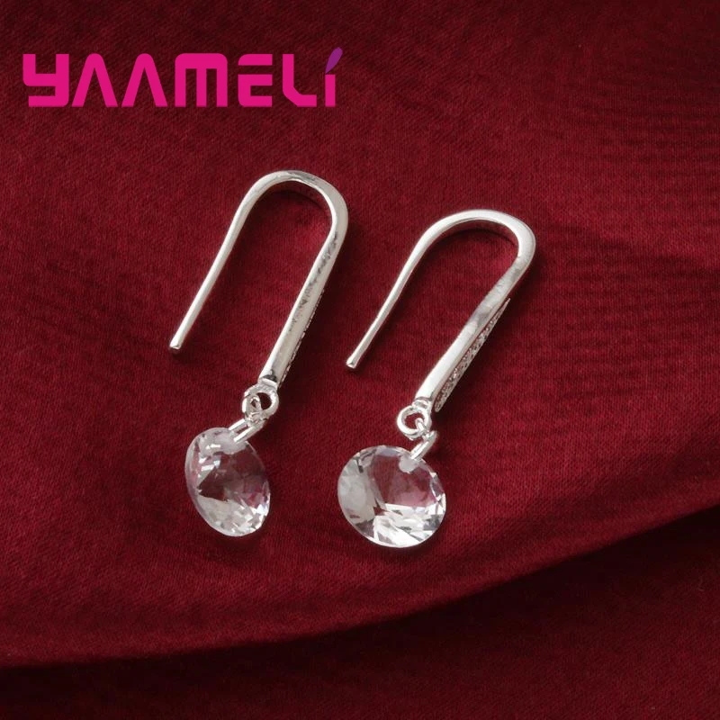 Elegantment новые модные сверкающие большие круглые серьги из стерлингового серебра
