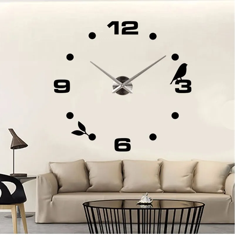 Черный Черная Кошка птица Кварцевые Настенные Часы Домашнего Декора orologio муро