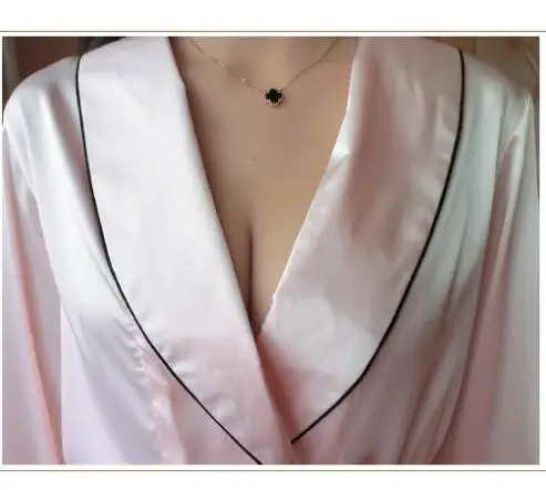 Розовый Атласный халат сексуальный пеньюар Femme Soie Атласные Халаты женские шелковые халаты для женщин пижамы Batas De Seda пеньюар кимоно Rob