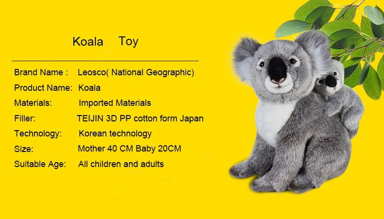 National Geographic Kawaii коала плюшевые игрушки для детей австралийская коала медведь плюшевые мягкие куклы дети прекрасный подарок для девочки