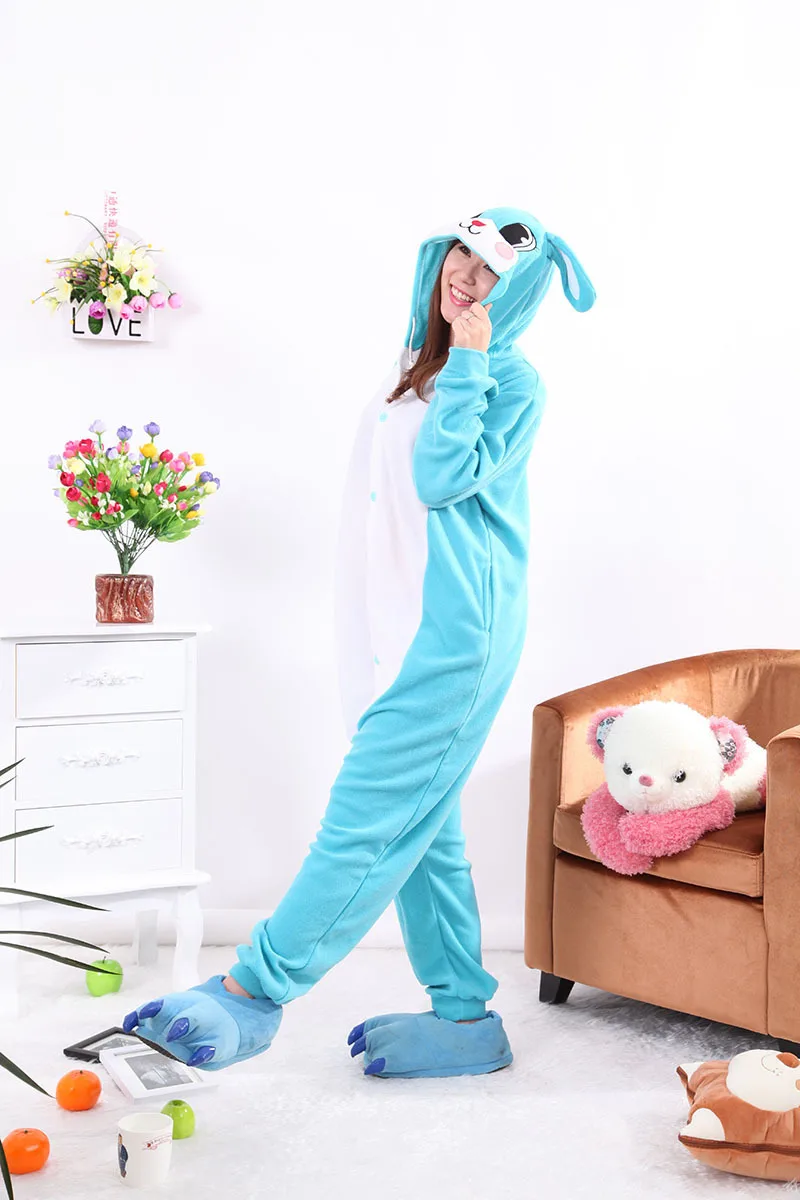 Комбинезон для взрослых с изображением животного синего кролика пижама