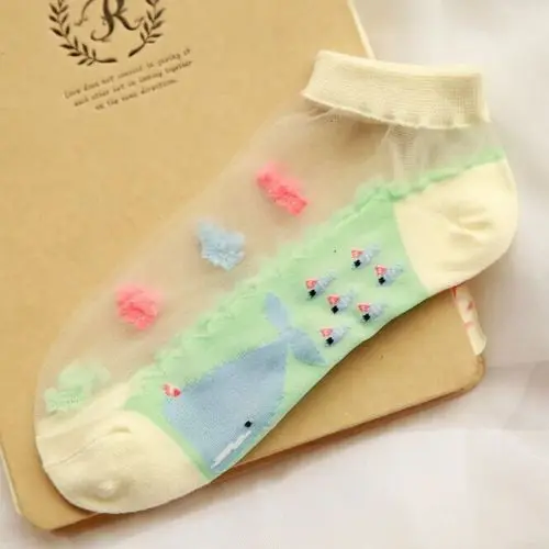 Новые модные женские короткие летние прозрачные Короткие Носки с рисунком из
