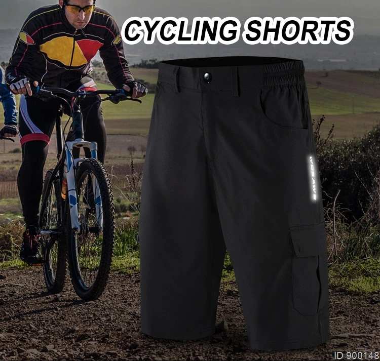 WOSAWE Baggy Cycling Shorts MTB Mountain Bike Loose-fit Padded Short Adjustable Waists Road Bike Short Trousers
