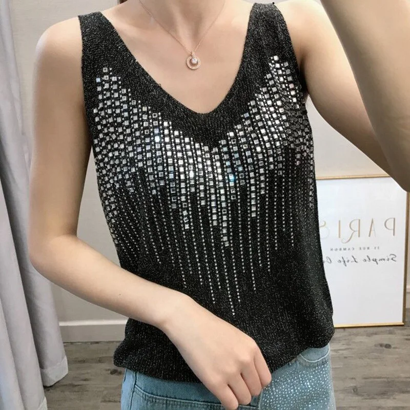 La MaxPa блестящие кроп Топы женские трикотажные топы на бретелях катушка жилет