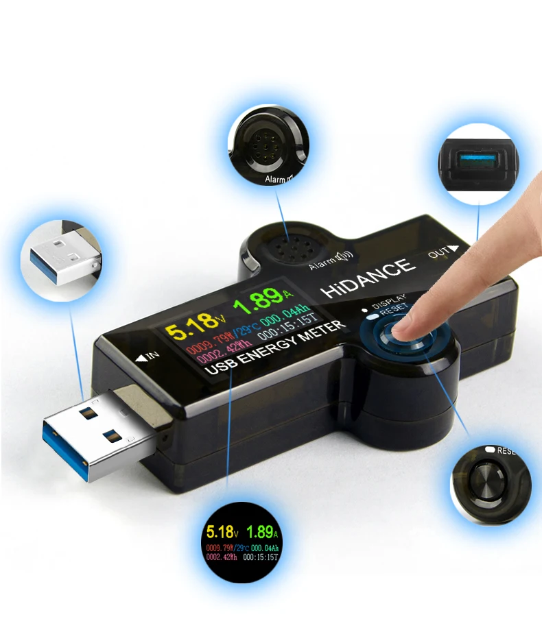 USB 3,0 Тестер Вольтметр Ток Напряжение цветной измеритель Вольт Амперметр детектор батарея банк питания индикатор зарядного устройства+ usb нагрузка