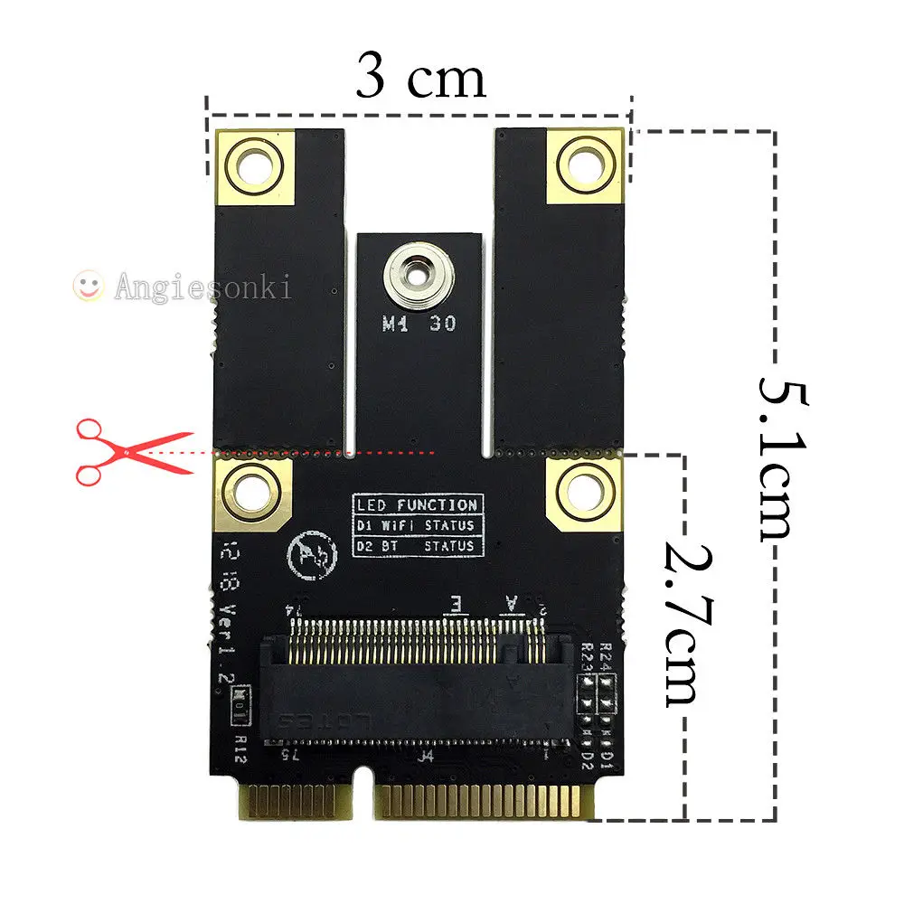 M.2(NGFF) to Mini PCI-E Adapter Converter for Intel 7260 7265 3160 8260 8265 17265 18265 9260 (AC/AN/BN)NGFF WIFI Module | Компьютеры и