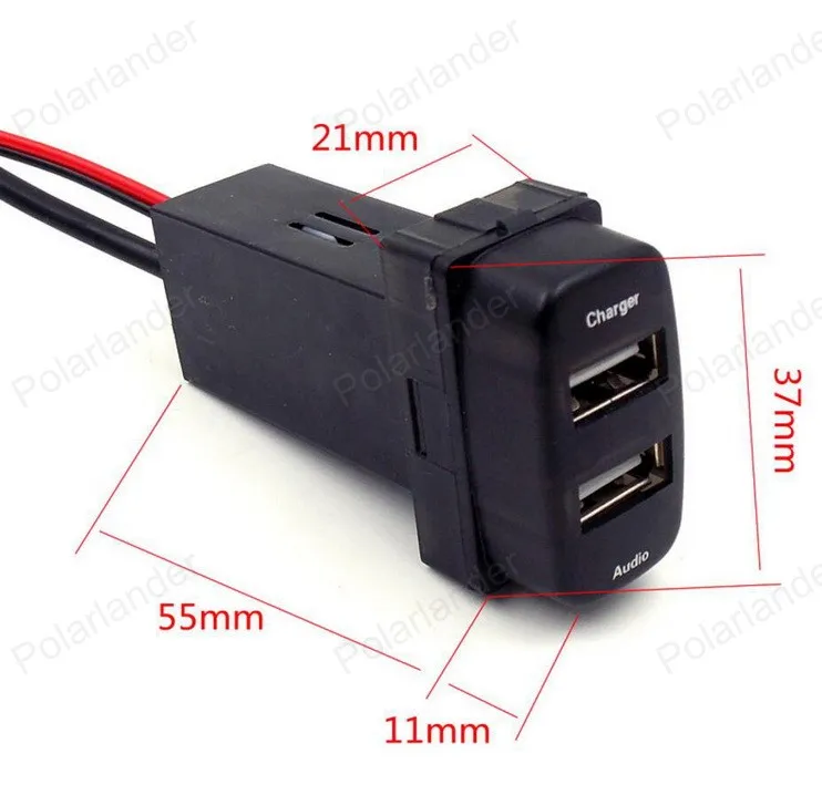 

5V 2.1A Car Charger Audio Input USB Interface Socket for Mitsubishi Lancer Outlander Pajero ASX