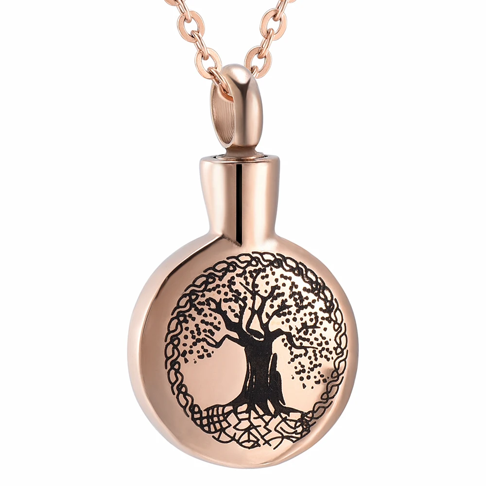 

IJD7802 360L Stainless Steel Tree of Life Cremation Keepsake Urns Ashes Necklace Pendant Memorial Ash Locket Jewelry