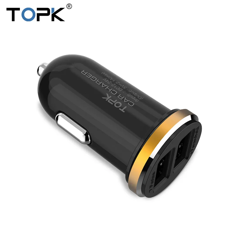TOPK оригинал 5 В 2 А два порта мини USB автомобильное зарядное устройство быстрая