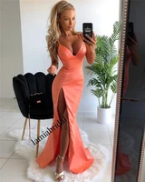 sexy plus size mermaid cheap prom dresses 2019 high split long satin simple 2k19 girl formal graduation vestidos de fiesta largo