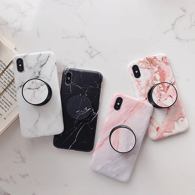 Чехол с мраморным кронштейном для iphone 7 чехол из мягкого ТПУ задняя крышка 6 6S 8 Plus X