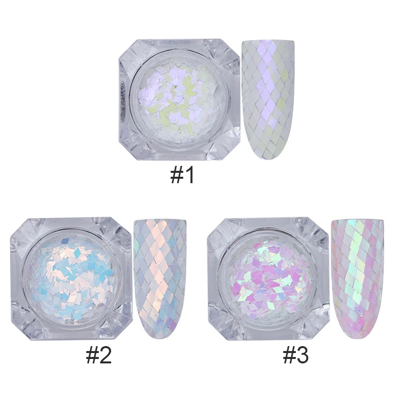 3 шт. родился довольно ромб Nail Блёстки комплект Красочные Блеск пайетками ногтей