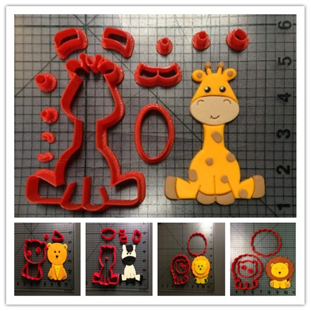 Изготовленный На Заказ 3D Печатный животный Лев зебра жираф формочка для печенья набор помадка кекс Топ для торта резак штамп украшения формы