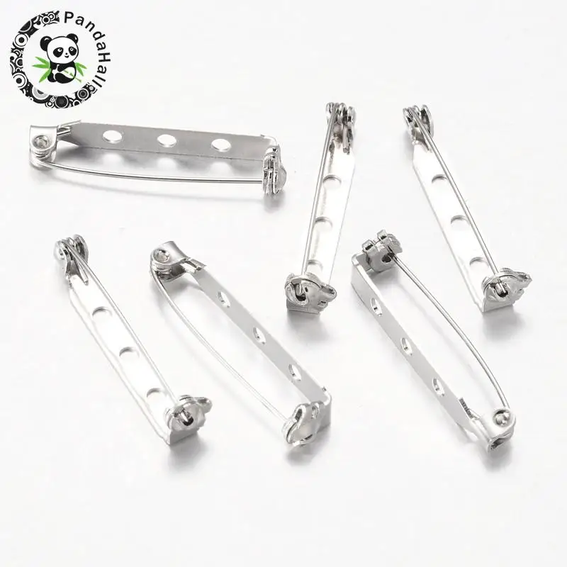 

iron brooch findings, back bar pins, Metal, 34mm long, 5mm wide, 7mm thick, hole: about 2mm