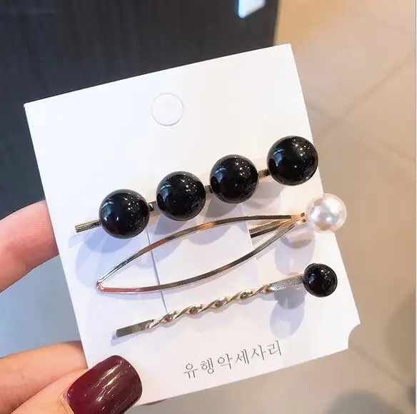 3 шт. корейские модные металлические геометрические хрустальные шпильки для