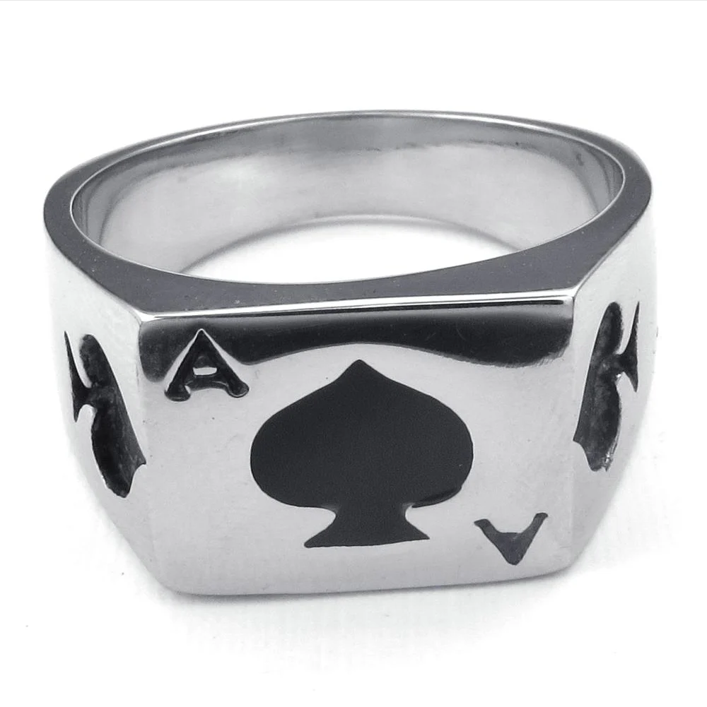 Новинка 2016 хит продаж мужское кольцо из нержавеющей стали Poker Spade Ace цвет черный