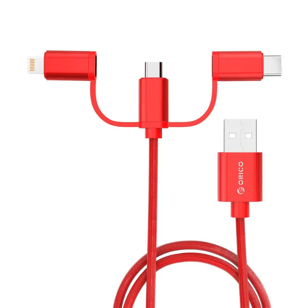 ORICO HT3 3 в 1 USB кабель для зарядки и передачи данных для iPhone huawei P20 Xiaomi 8 samsung - Цвет: Red Cable