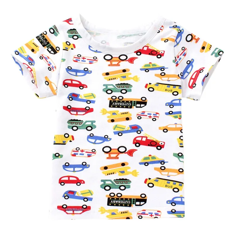 Летняя детская футболка для мальчиков хлопковая с короткими рукавами и принтом