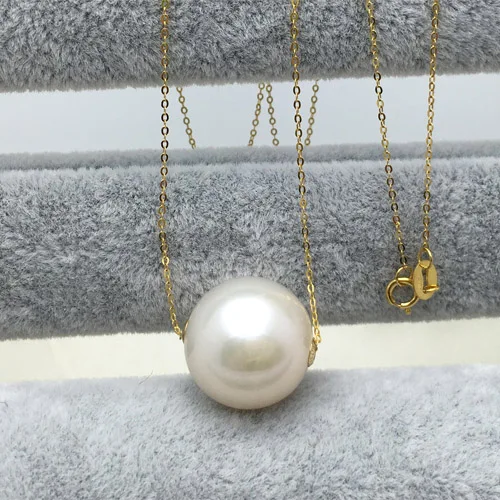 12MM Edison big natural pearl pendant single road pass necklace 18K gold clavicle chain | Украшения и аксессуары