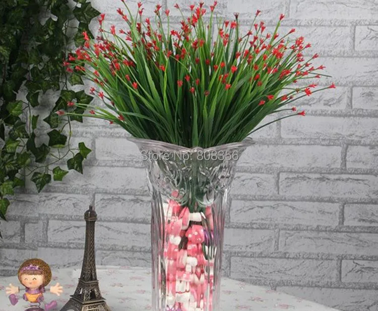 one Plastic Plant 35cm/13.78&quot White/Purple/Yellow/Red Artificial Spring Grass Small Flower for Wedding Flowers | Дом и сад
