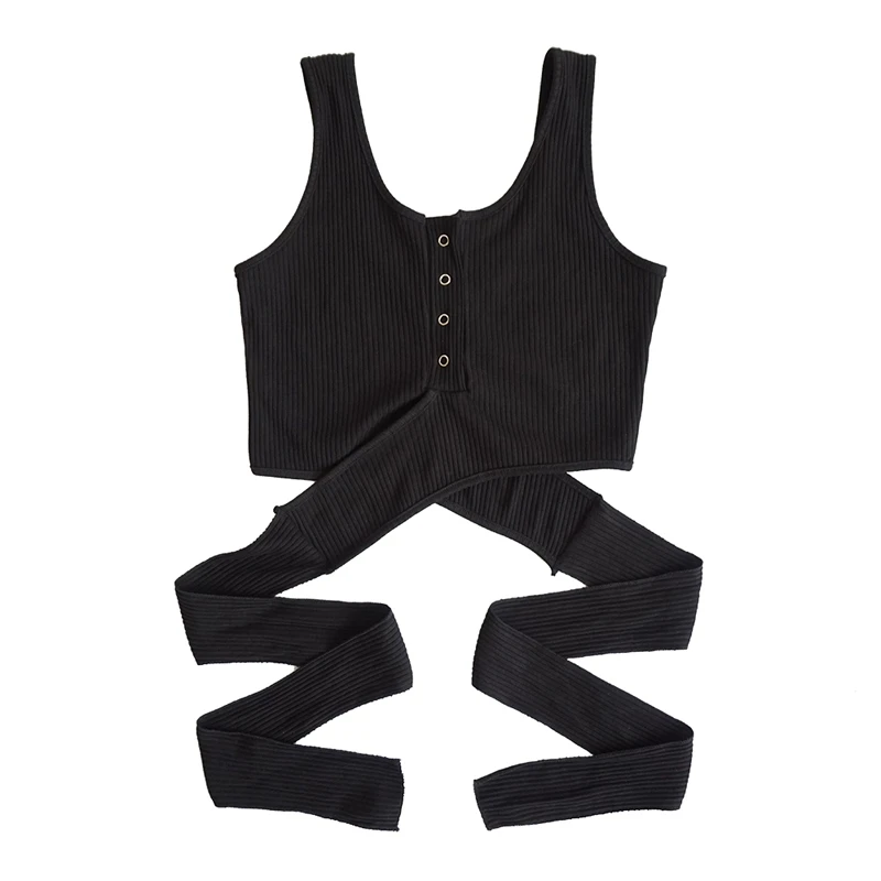 Black(style1) SHUJIN, сексуальный бандажный ТРИКОТАЖНЫЙ УКОРОЧЕННЫЙ ТОП, Женская Летняя мода, без рукавов, на шнуровке, майка, топ, женский, тонкий, Клубные, вечерние, Майки - Цвет: Black(style1)
