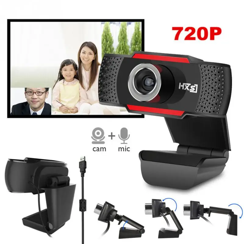 Hxsj 720 P HD веб камера вращающаяся ПК Компьютерная с вызовом шумоподавлением Mic