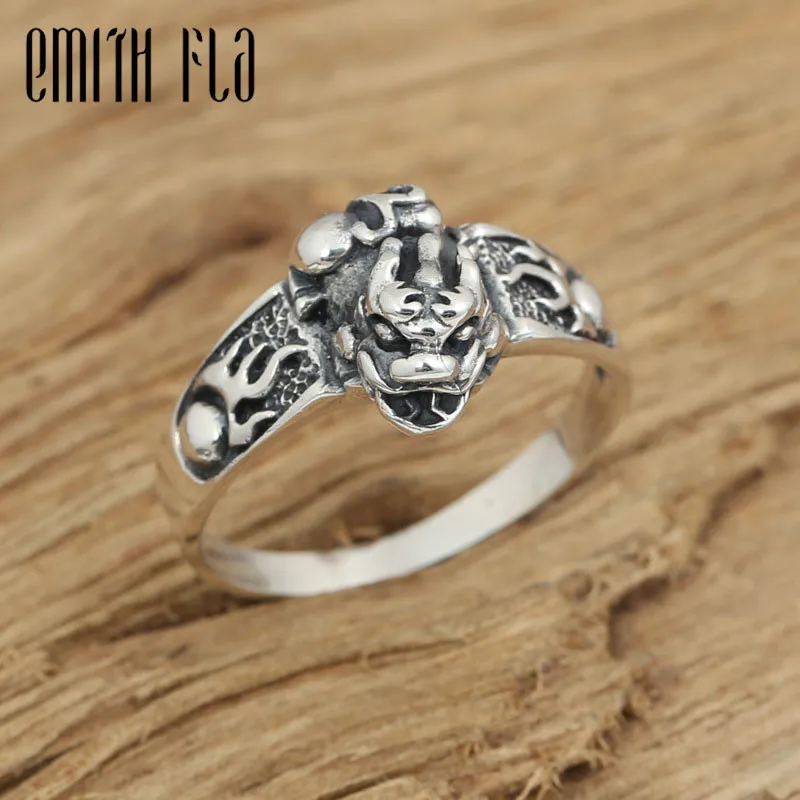 

Genuine 100% 925 Sterling Silver Vintage Punk Brave Troops Ring For Men Fashion Jewelry