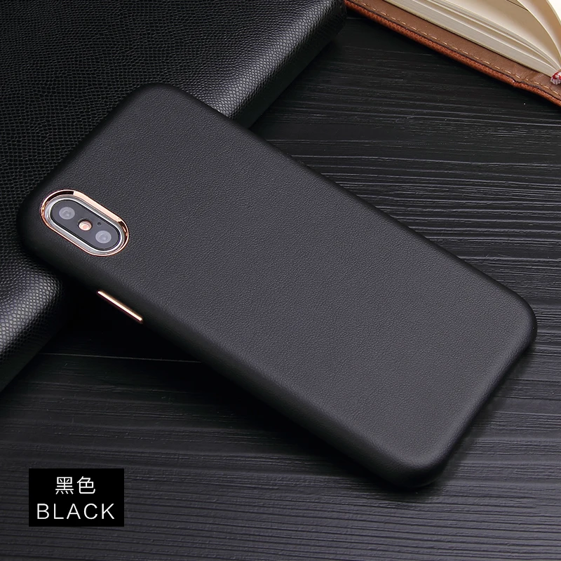 Кожаная задняя крышка для IPhone 7 Чехол Coque мягкий ультра тонкий противоударный чехол для iPhone XR X XS MAX 6 6S 7 7S 8 Plus чехол Fundas - Цвет: Black(Original)