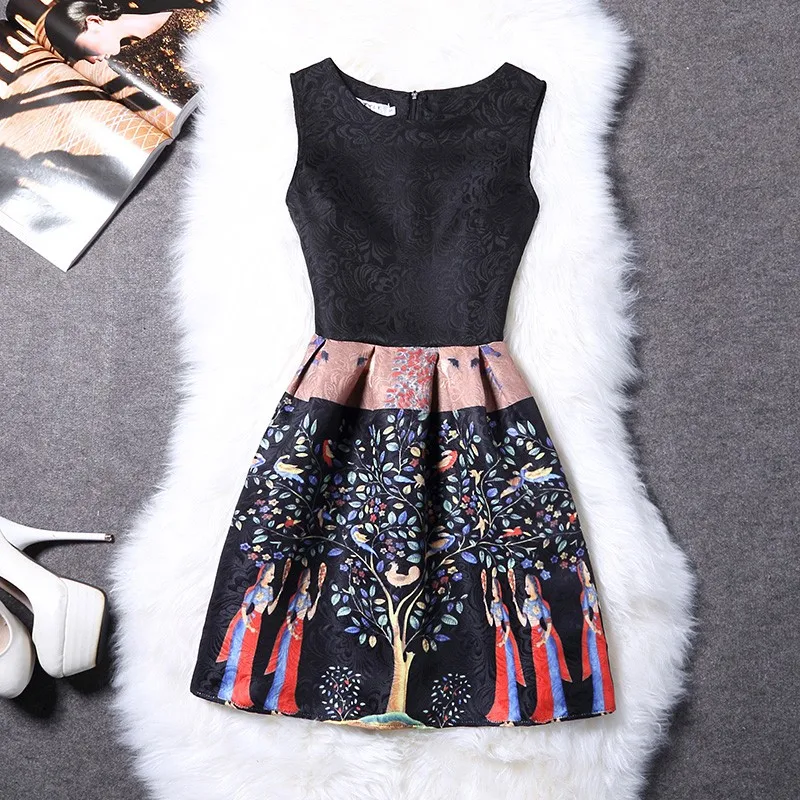 Женское жаккардовое платье жилет без рукавов трапециевидные Вечерние Платья с