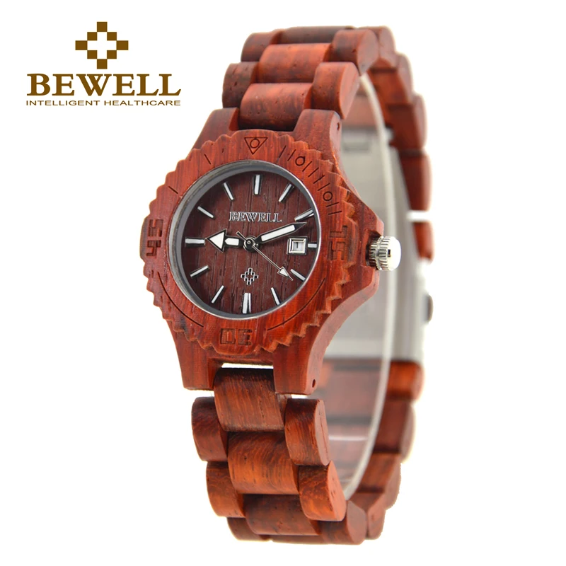 BEWELL 2017 Новый роскошный бренд деревянные женские часы модный календарь дисплей