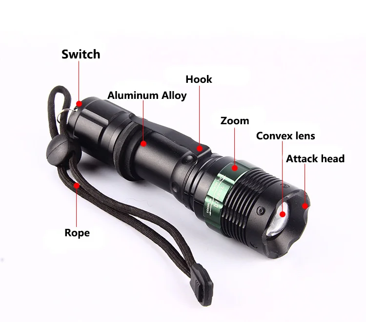 Anjoet XM-L T6 светодиодный портативный тактический фонарик масштабируемый