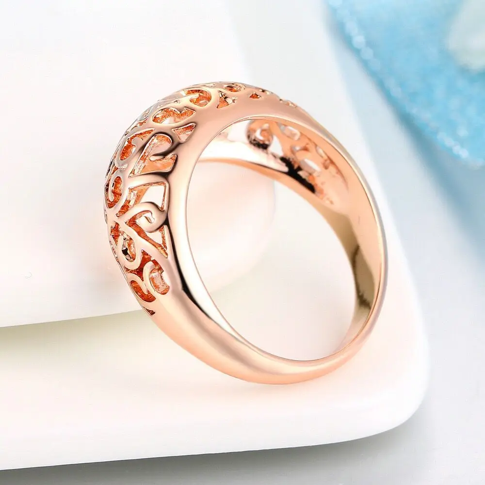 MxGxFam Hollow Rose Flowers Pattern Rings For Women Individual Jewelry Gold Color Hot | Украшения и аксессуары