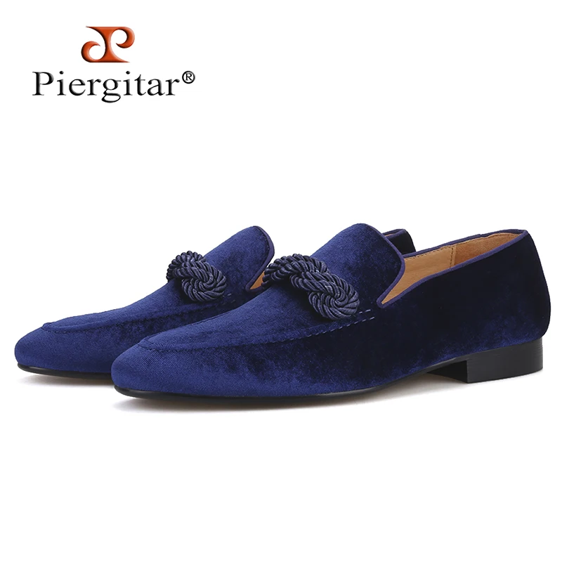 

Piergitar 2021 Summer Handmade Men Velvet Loafers With Rope Decorations Italian Design Men Smoking Slippers For Banquet And Prom