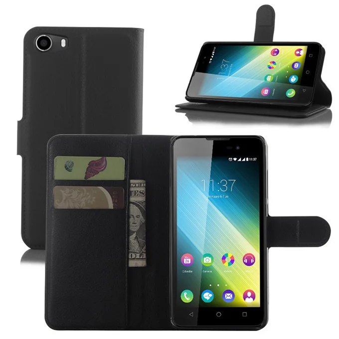 Модный чехол книжка из искусственной кожи с зернистой текстурой для Wiko Lenny 2
