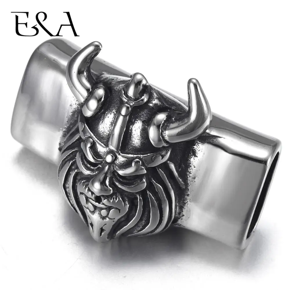 

Stainless Steel Punk Viking Warrior Slider Beads 12*6mm Hole Slide Charm for Men Leather Bracelet Jewelry Making DIY Accessories