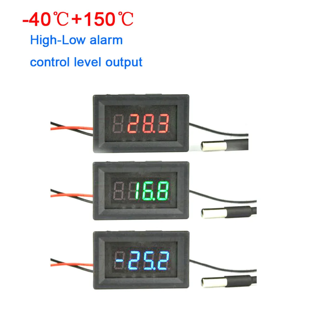 

-40 to +150C Thermometer High-Low voltage Alarm control digital LED temperature control level output for water Cooling, heating,