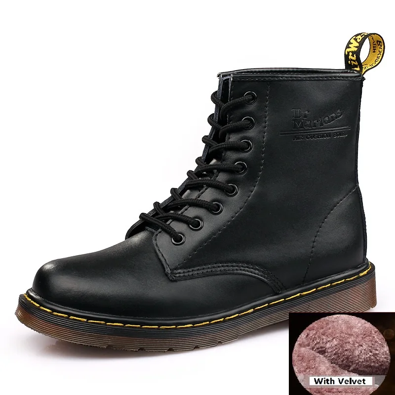 Black With Velvet Зимние ботинки; женские ботинки; теплые плюшевые ботинки в байкерском стиле на платформе; классические модные ботинки с 8 отверстиями; женская обувь большого size35-44; X3 - Цвет: Black With Velvet
